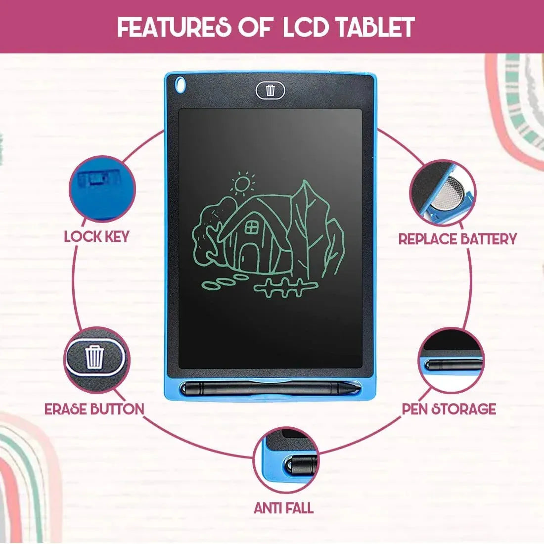LCD Writing Tablet 8.5-Inch – Hardbound Digital Drawing Pad for Kids